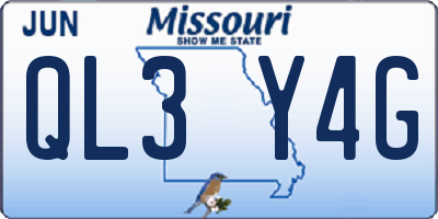 MO license plate QL3Y4G