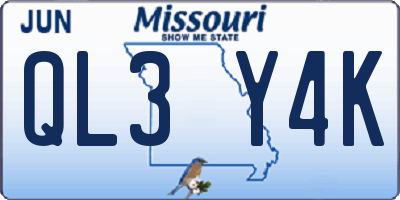 MO license plate QL3Y4K