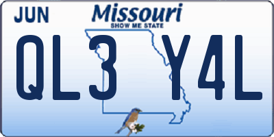 MO license plate QL3Y4L