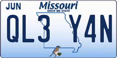 MO license plate QL3Y4N