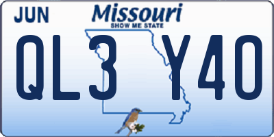 MO license plate QL3Y4O