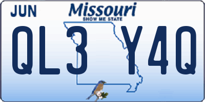 MO license plate QL3Y4Q