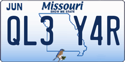 MO license plate QL3Y4R
