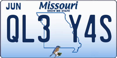 MO license plate QL3Y4S