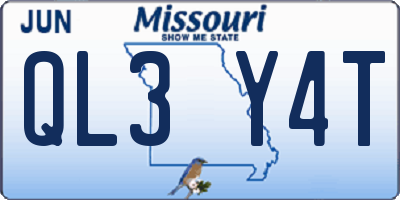 MO license plate QL3Y4T