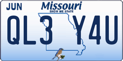 MO license plate QL3Y4U