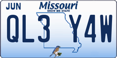 MO license plate QL3Y4W