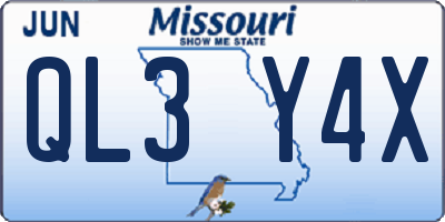 MO license plate QL3Y4X