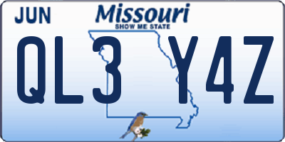 MO license plate QL3Y4Z