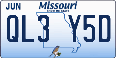 MO license plate QL3Y5D