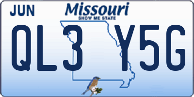 MO license plate QL3Y5G
