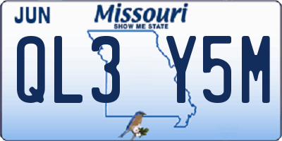 MO license plate QL3Y5M