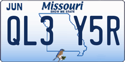MO license plate QL3Y5R