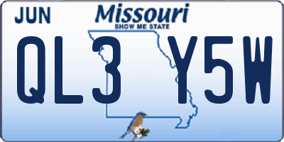 MO license plate QL3Y5W