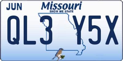 MO license plate QL3Y5X