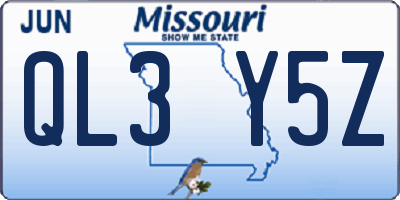 MO license plate QL3Y5Z
