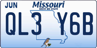 MO license plate QL3Y6B
