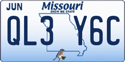 MO license plate QL3Y6C