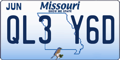 MO license plate QL3Y6D
