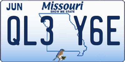 MO license plate QL3Y6E