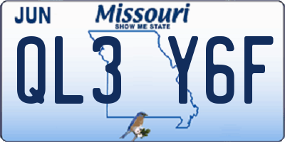 MO license plate QL3Y6F