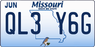 MO license plate QL3Y6G