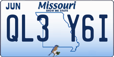 MO license plate QL3Y6I