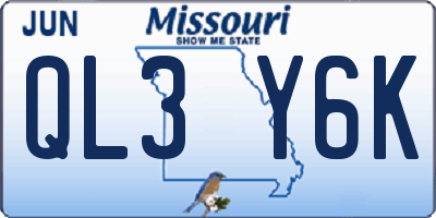 MO license plate QL3Y6K