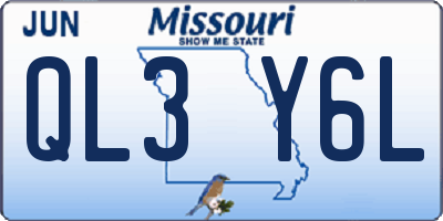 MO license plate QL3Y6L