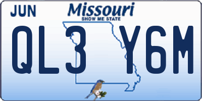MO license plate QL3Y6M