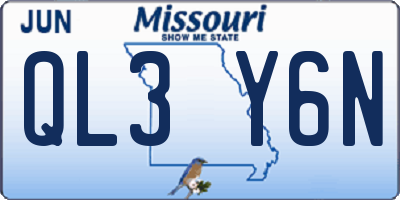 MO license plate QL3Y6N