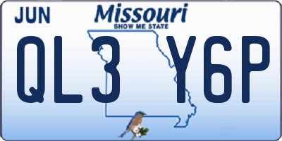 MO license plate QL3Y6P