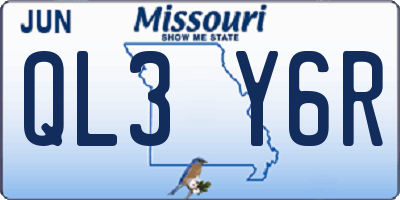 MO license plate QL3Y6R