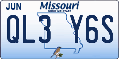 MO license plate QL3Y6S