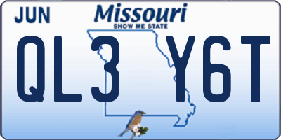 MO license plate QL3Y6T