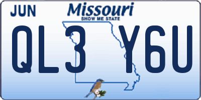 MO license plate QL3Y6U