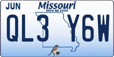 MO license plate QL3Y6W