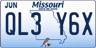 MO license plate QL3Y6X