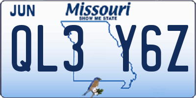 MO license plate QL3Y6Z