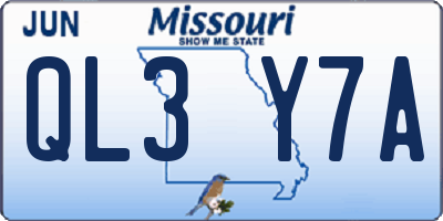 MO license plate QL3Y7A