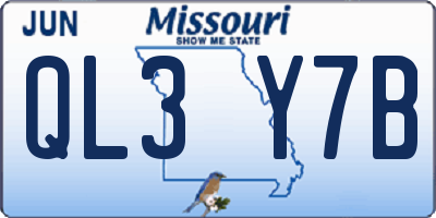 MO license plate QL3Y7B