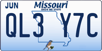MO license plate QL3Y7C