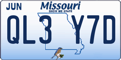 MO license plate QL3Y7D