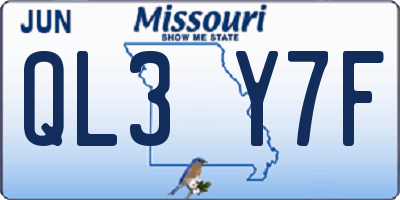 MO license plate QL3Y7F