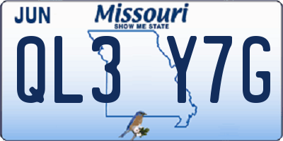 MO license plate QL3Y7G