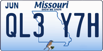 MO license plate QL3Y7H