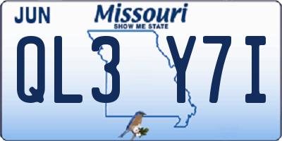 MO license plate QL3Y7I