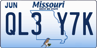 MO license plate QL3Y7K