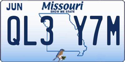 MO license plate QL3Y7M