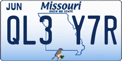 MO license plate QL3Y7R